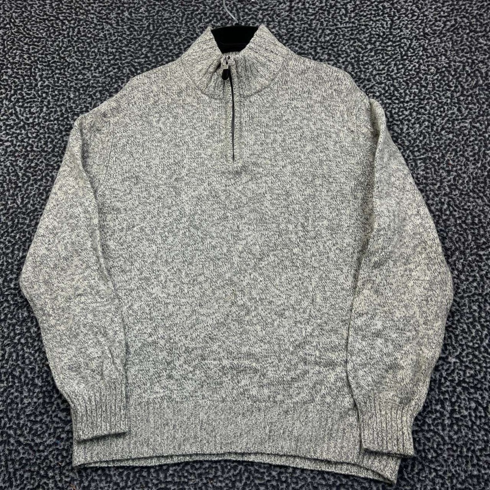 Giorgiolini‎ Sweater Men Large Gray Long Sleeve Quarter Zip Mock Neck L